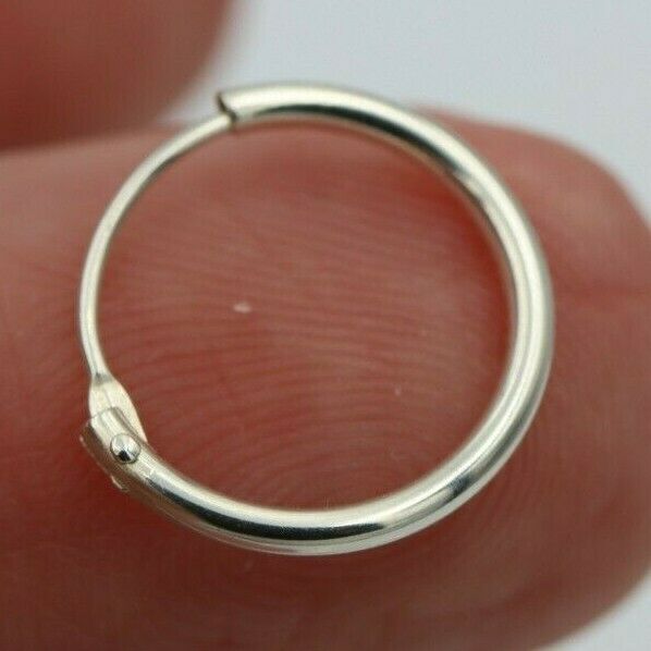 925 Sterling Silver Hoop Ring Bead Sleeper Earrings 14mm, 12mm or 10mm