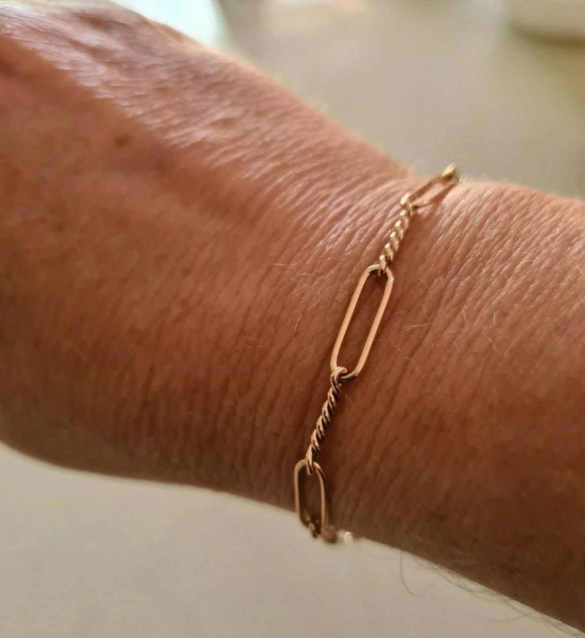 Genuine Handmade 19cm 9ct Yellow, Rose or White Gold Paper Clip Bracelet