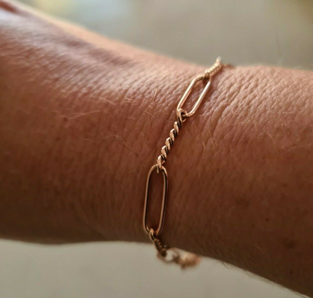 Genuine Handmade 19cm 9ct Yellow, Rose or White Gold Paper Clip Bracelet