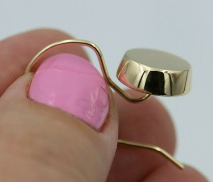 Genuine New 9ct 9K Yellow, Rose or White Gold Large 3D Disc Hook Earrings