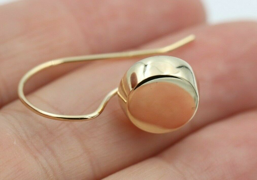 Genuine New 9ct 9K Yellow, Rose or White Gold Large 3D Disc Hook Earrings