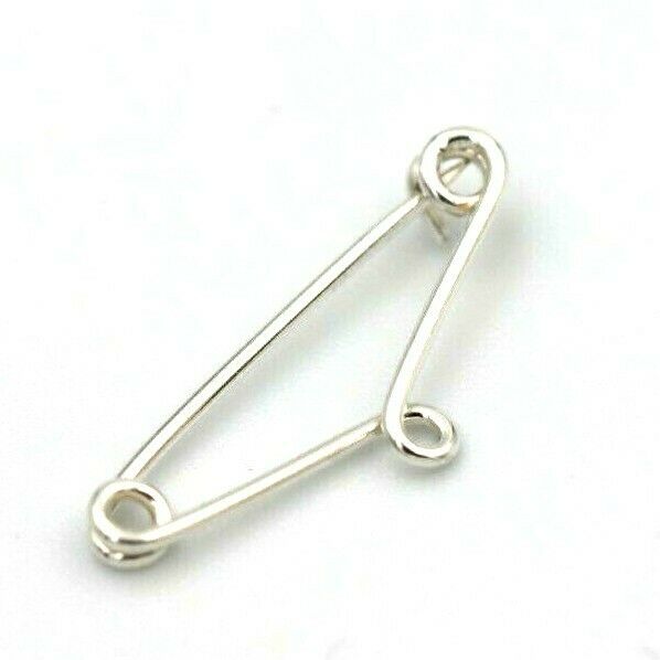 Genuine Sterling Silver Gold Plated or Sterling Silver Safety Chain Pin Polished