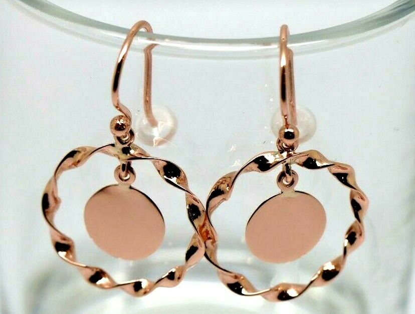 Genuine 9ct 9k Solid Yellow, Rose or White Gold Hooks Fancy Disc Earrings