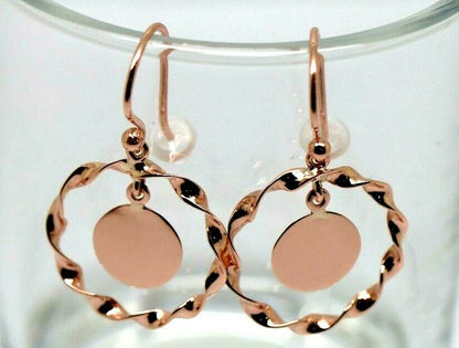 Genuine 9ct 9k Solid Yellow, Rose or White Gold Hooks Fancy Disc Earrings