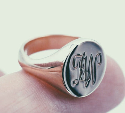 Genuine 9ct 9k 375 Yellow, Rose or White Gold Oval Signet Ring + Engraving - Choose your size Q to V