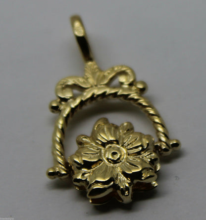 Genuine 9ct 9k 375 Yellow, Rose or White Gold  Flower Spinner Pendant