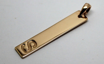 Genuine Solid 9ct 375 Yellow, Rose or White Gold Plate Pendant Engraved With Your Initial