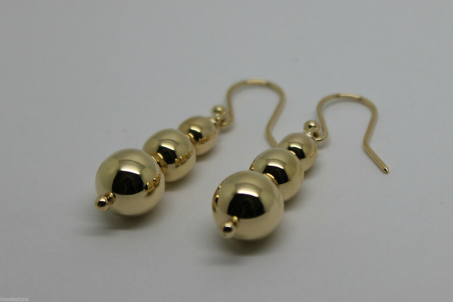 Kaedesigns 9ct 9k 375 Yellow Or White Or Rose Gold 375 Three Ball Drop Ball Earrings