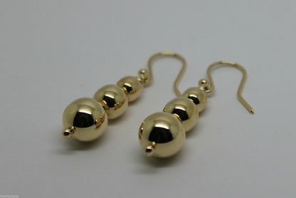 Kaedesigns 9ct 9k 375 Yellow Or White Or Rose Gold 375 Three Ball Drop Ball Earrings