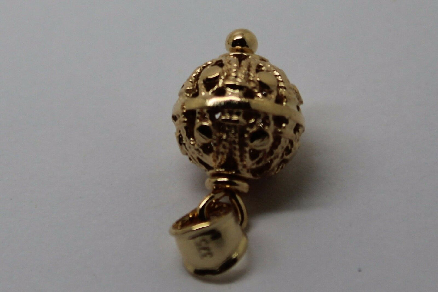 Genuine New 9ct 9k Filigree Yellow, Rose or White Gold Ball 10mm Pendant