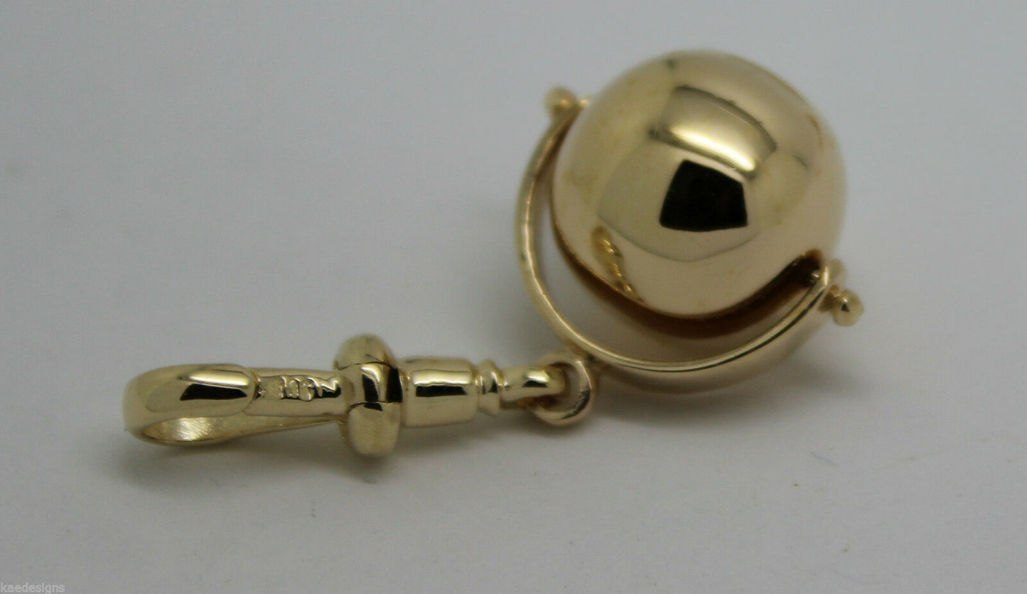 Genuine 9ct Yellow or Rose or White Gold Plain 14mm Ball Spinner with Swivel Clasp