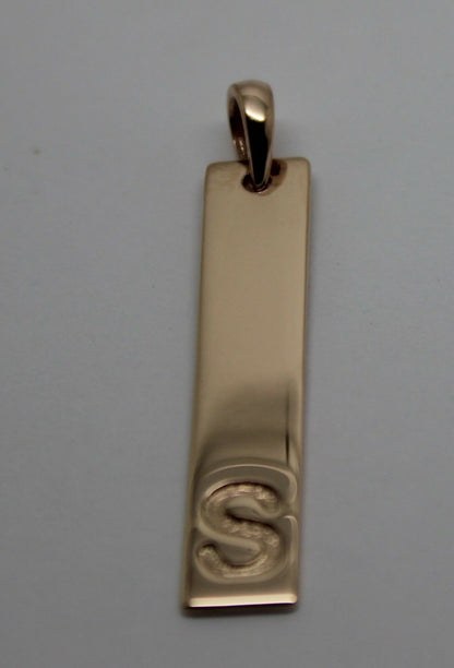 Genuine Solid 9ct 375 Yellow, Rose or White Gold Plate Pendant Engraved With Your Initial