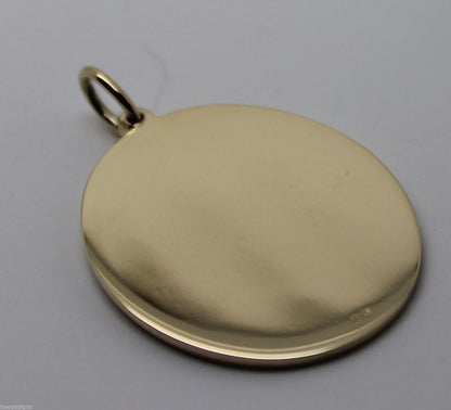 Kaedesign Genuine 375 9ct Yellow Or Rose Or White Gold Large Oval Shield Pendant