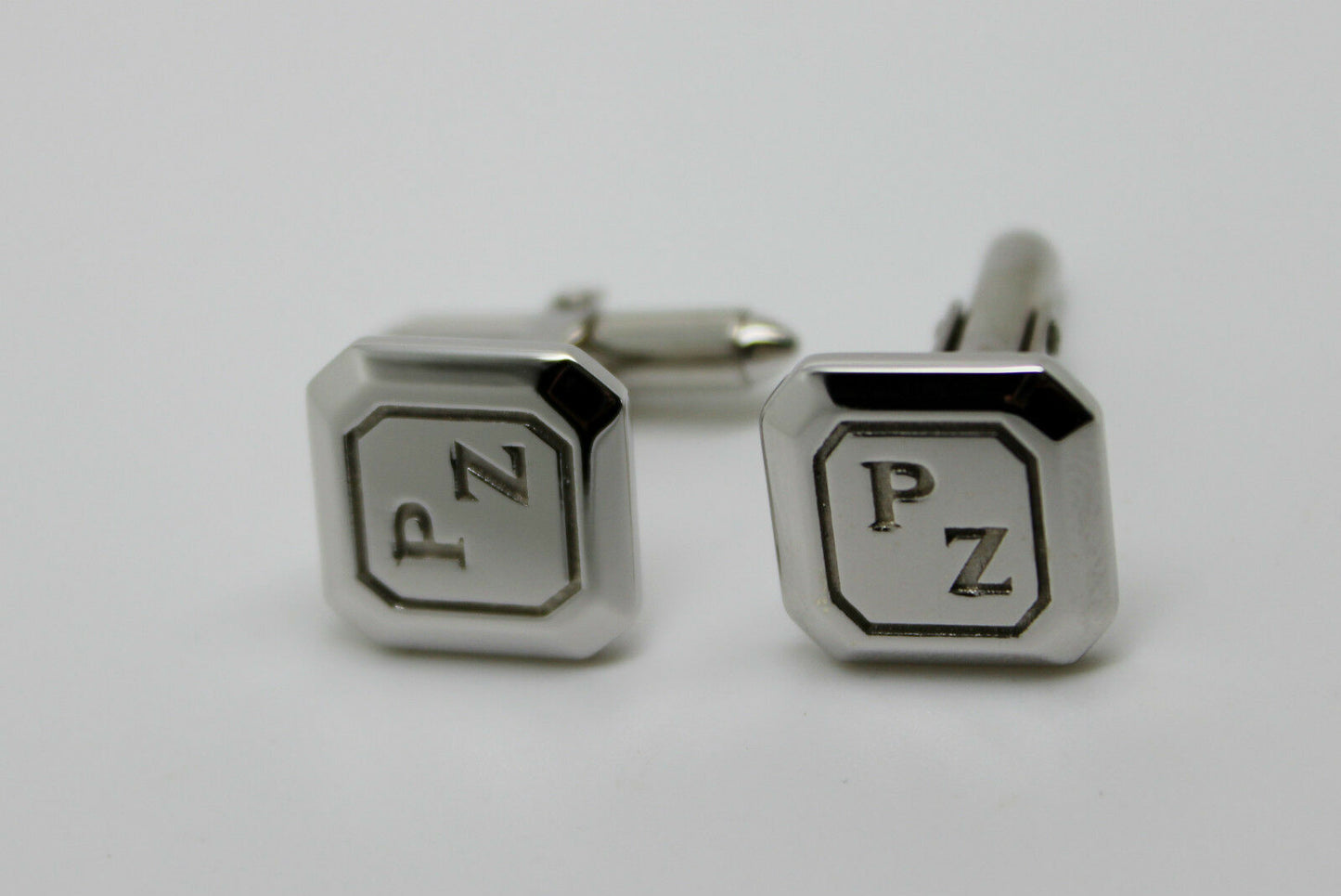 Genuine 9ct 9K Full Solid Custom Made Heavy Engraved Cufflinks White Gold