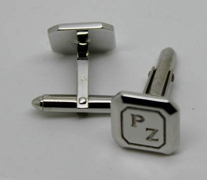 Genuine 9ct 9K Full Solid Custom Made Heavy Engraved Cufflinks White Gold