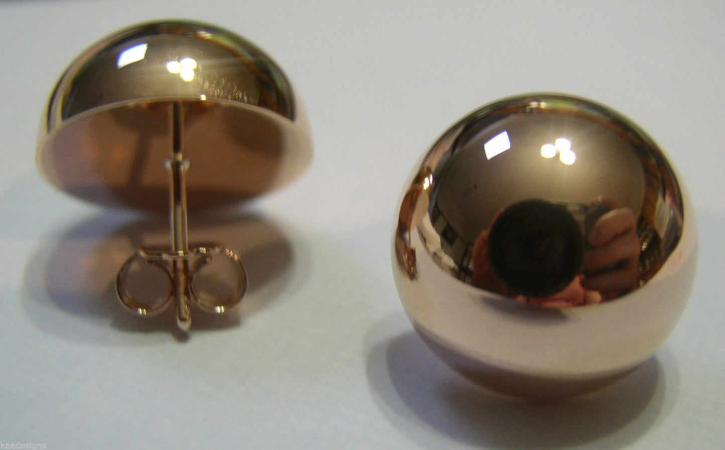 Kaedesigns, 9ct  9k Yellow Or White Or Rose Gold 375 18mm Half Ball Hook Earrings