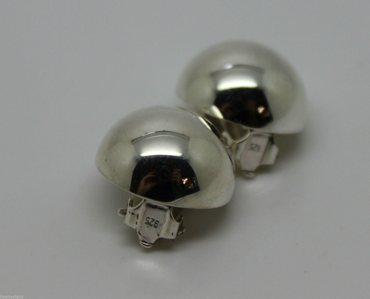 Genuine Sterling Silver 925 Half 14mm Ball Round Earrings Clip-ons
