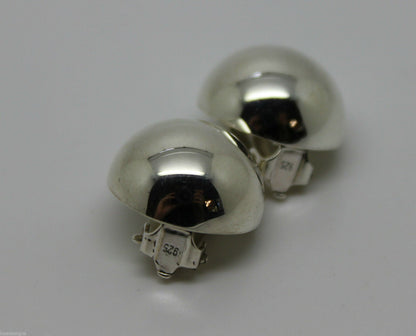 Genuine Sterling Silver 925 Half 14mm Ball Round Earrings Clip-ons