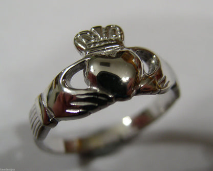 Genuine 9ct 375 Solid Yellow, Rose or White Gold Claddagh Celtic Friendship Ring In Your (Sizes L to S)