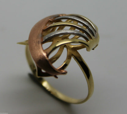 Size P, Genuine 18ct 750 Rose Yellow & White Gold Dress 3 Tone Ring