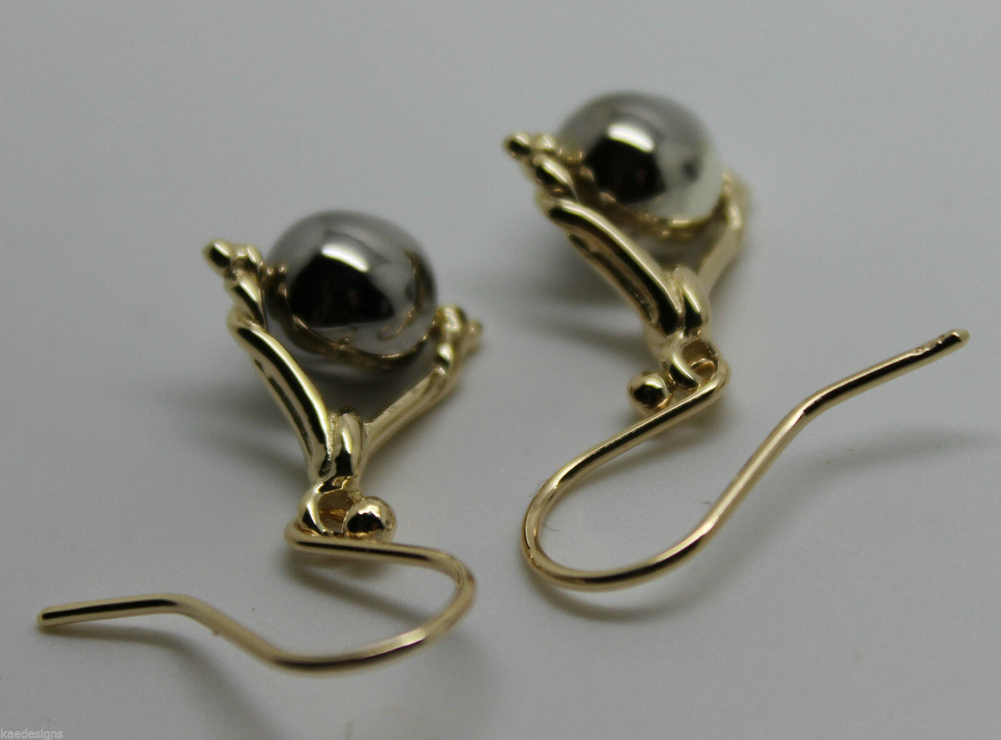 Genuine 9ct 9K 375 Solid Yellow And White Gold Plain Ball Spinner Earrings 435