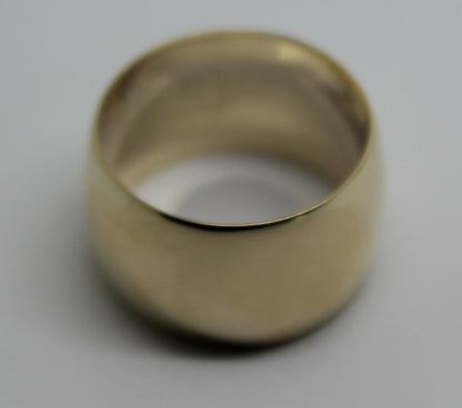 Genuine New Solid  9ct Yellow, Rose or White Gold Full Solid 12mm Wide Barrel Band Ring Size N