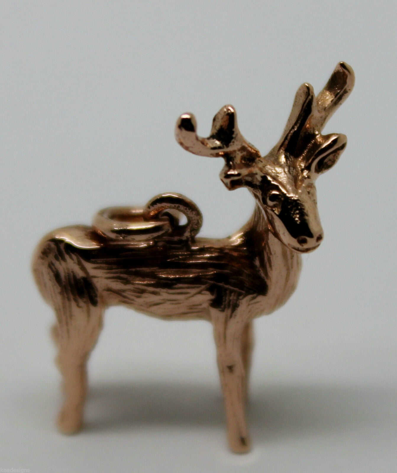 Kaedesigns, 3D 9ct Yellow Or Rose Or White Gold Deer Or Moose Charm Or Pendant