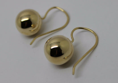 Kaedesigns Genuine 9ct 9k 375 Yellow, Rose or White Gold 12mm Euro Ball Drop Earrings