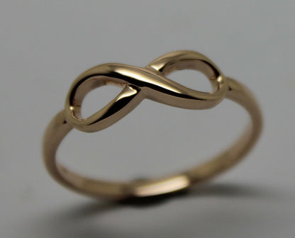 Genuine New 9ct 9k 375 Yellow, Rose or White Gold Solid Infinity Ring Size S / 9 1/8