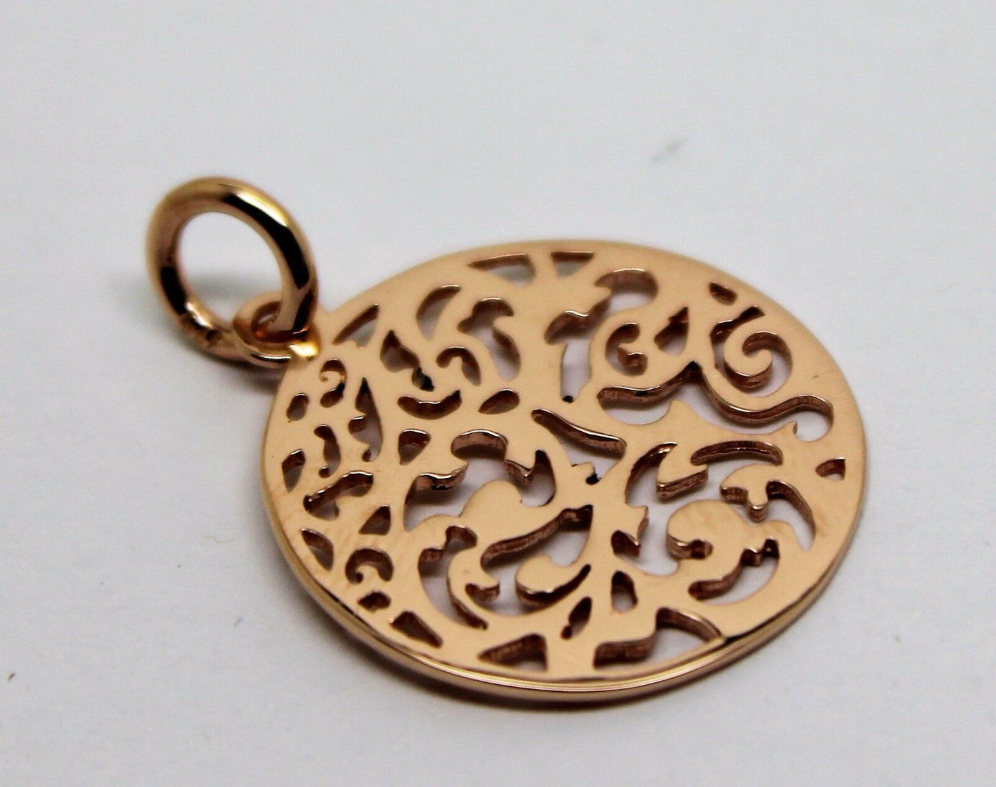 Genuine Solid 9ct 9kt 375 Yellow, White Or Rose Gold Round Filigree Pendant