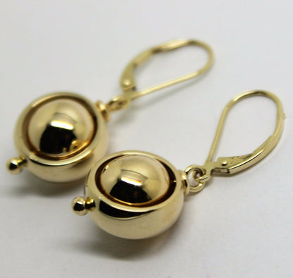 Heavy 9ct 9k 375 Yellow, Rose or White Gold Continental Hooks 10mm Ball Spinning Belcher Earrings