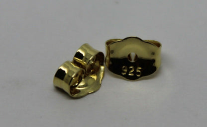 Kaedesigns SGP Yellow Gold Plated Sterling Silver 925 Earrings Butterfly Backs 4.8mm