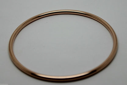 Genuine 9ct 9K 375 Yellow, Rose or White Gold 3mm Wide Hollow Golf Bangle 64mm Diameter