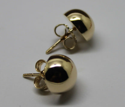 Genuine 9ct 9K 375 Solid Yellow, Rose or White Gold 10mm Stud Half Ball Earrings
