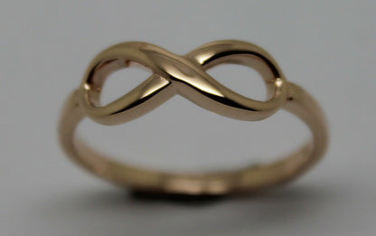 Genuine New 9ct 9k 375 Yellow, Rose or White Gold Solid Infinity Ring Size S / 9 1/8