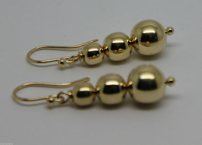 Kaedesigns 9ct 9k 375 Yellow Or White Or Rose Gold 375 Three Ball Drop Ball Earrings