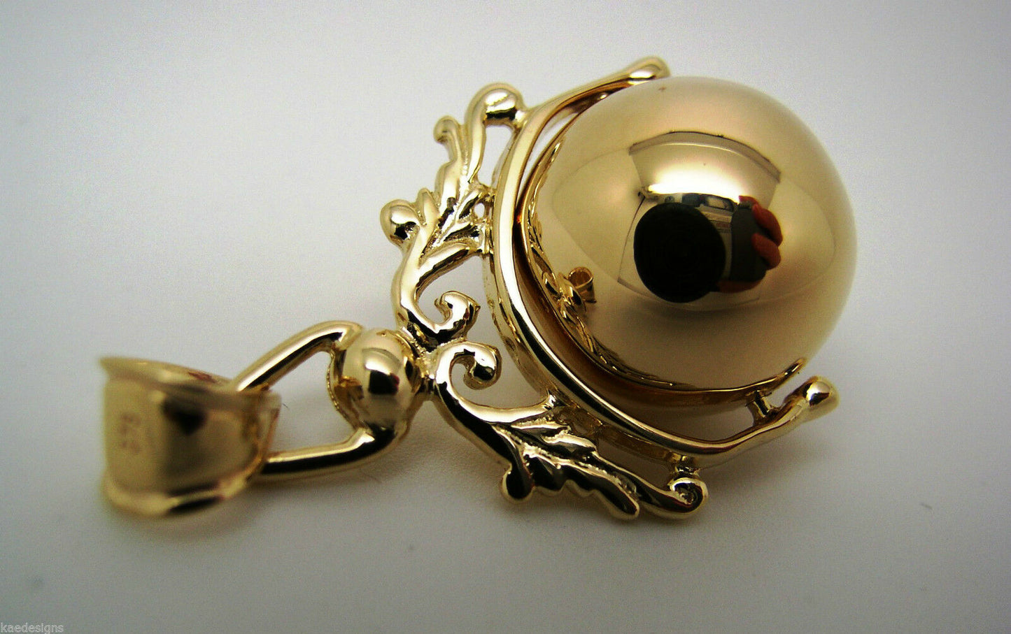 Kaedesigns, New Solid 9ct Yellow Or Rose Or White Gold 16mm Ball Spinner Pendant