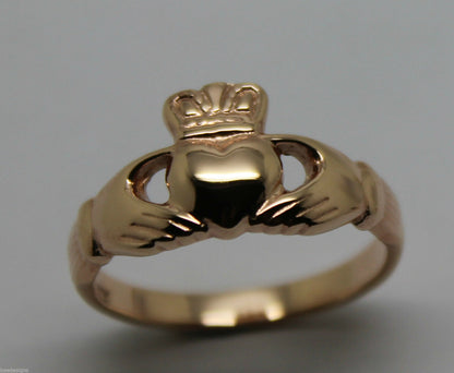 Genuine 9ct 375 Solid Yellow, Rose or White Gold Claddagh Celtic Friendship Ring In Your (Sizes L to S)