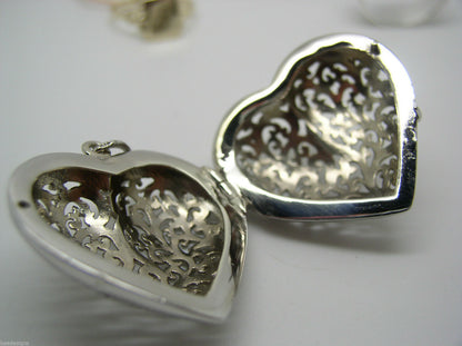 Kaedesigns Genuine 9ct 9K White Gold Huge Heavy Filigree Heart Pendant Locket