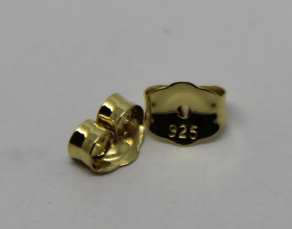 Kaedesigns SGP Yellow Gold Plated Sterling Silver 925 Earrings Butterfly Backs 4.8mm