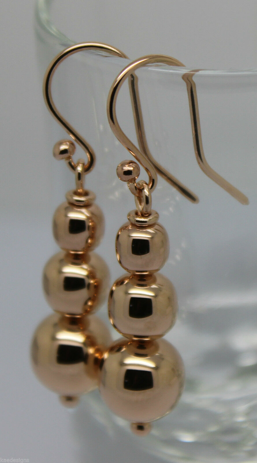 Kaedesigns 9ct 9k 375 Yellow Or White Or Rose Gold 375 Three Ball Drop Ball Earrings