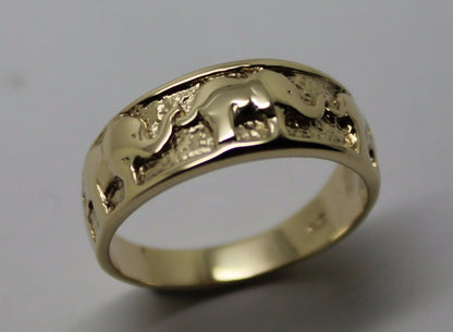 Genuine 9ct Solid Yellow, Rose or White Gold Lucky Elephant Ring Size Q