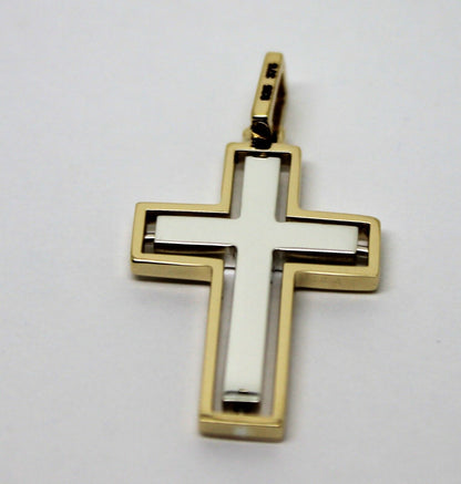 Genuine 9ct Yellow Gold & Sterling Silver Cross Pendant