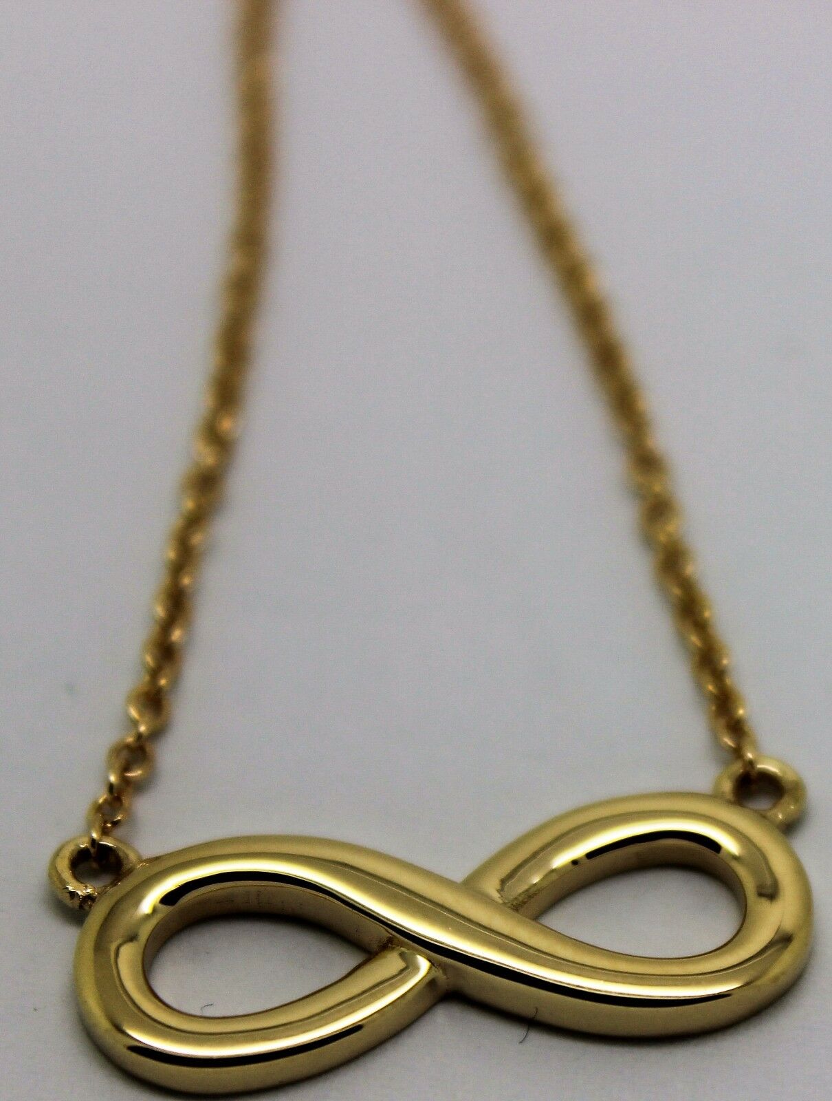 Kaedesigns 9ct 9k 375 Solid Yellow Gold Infinity Long 56cm Belcher Necklace