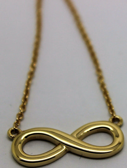 Kaedesigns 9ct 9k 375 Solid Yellow Gold Infinity Long 56cm Belcher Necklace