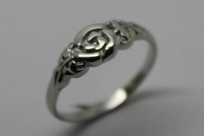 Genuine Solid 9ct White Or Rose Or Yellow Gold Flower Ring Choose Size F To K