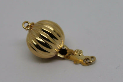 Genuine 9ct Yellow Gold 6mm, 7mm, 8mm, 10mm, 12mm Corrugated Ball Pearl Clasp