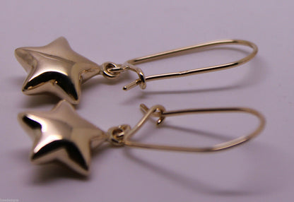 Genuine 9ct 9k 375 Yellow Or White Or Rose Gold Bubble Drop Star Closed Hook Earrings