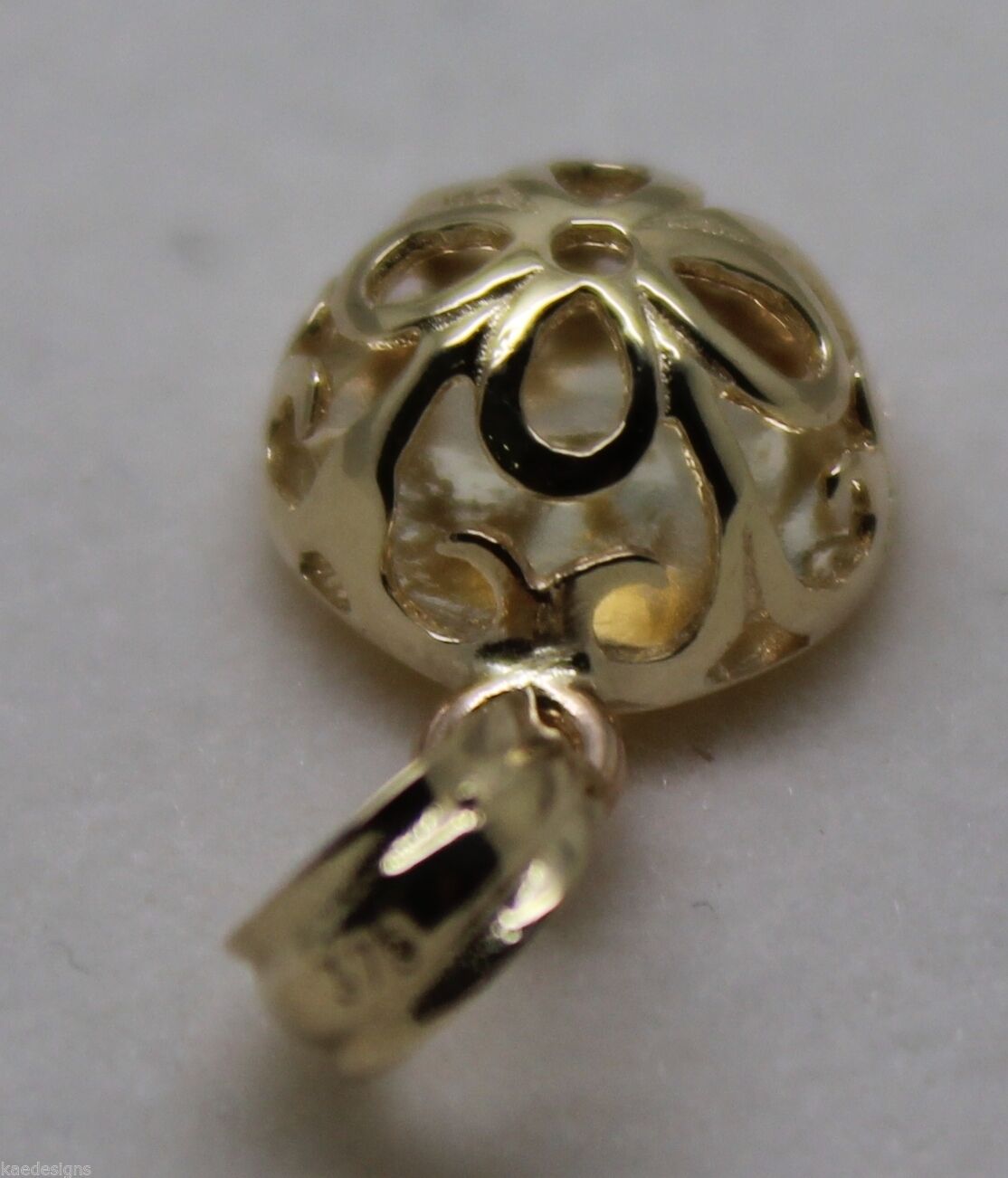 Genuine Solid 9ct Yellow Or Rose Or White Gold Half Ball Filigree Flower Pendant