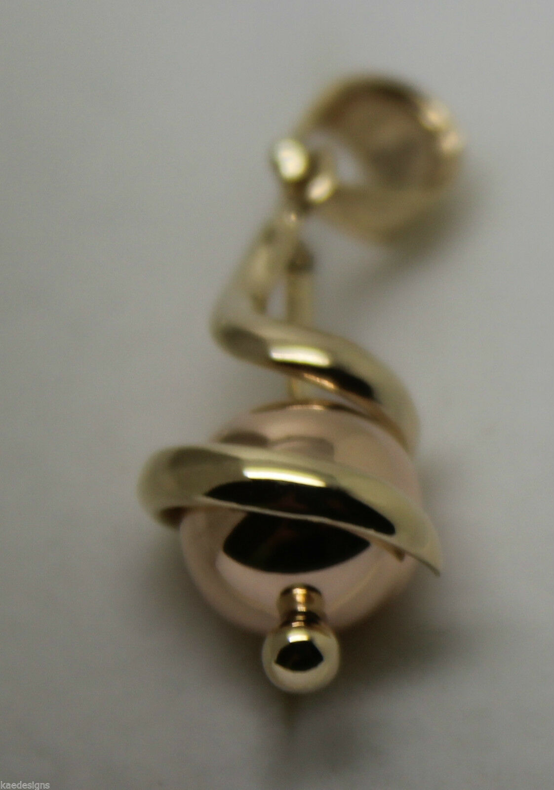 Genuine 9ct 9kt 375 Yellow & Rose Gold 8mm Swirl Ball Pendant